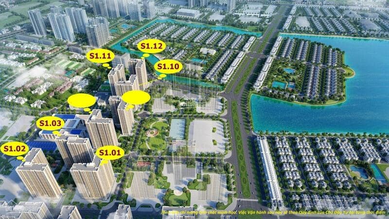 Từ S1.01 đi bộ nhanh tới bãi biển hồ và khuôn viên trường VinUni